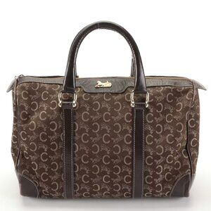 Celine C Macadam Canvas Boston Bag with Leather Trim